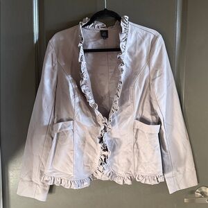 Saks Fifth Avenue Light Gray Ruffled Blazer